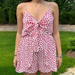 Romper with magenta flowers